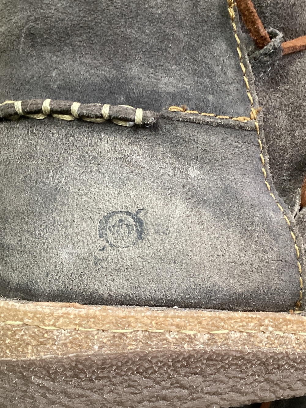 Born Clayn Suede Ankle Boots in Distressed Gray w/ Brown Leather Wrap W11 - Picture 7 of 10